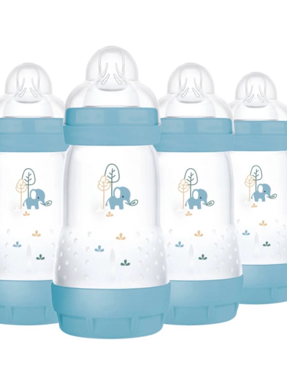 Baby Feeding Bottle Set with Blue Elephant Design - 4 Pack